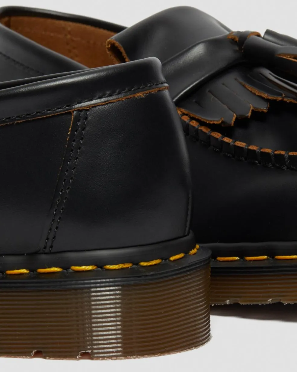 Vintage Adrian Quilon Leder Tassel Loafer in Schwarz