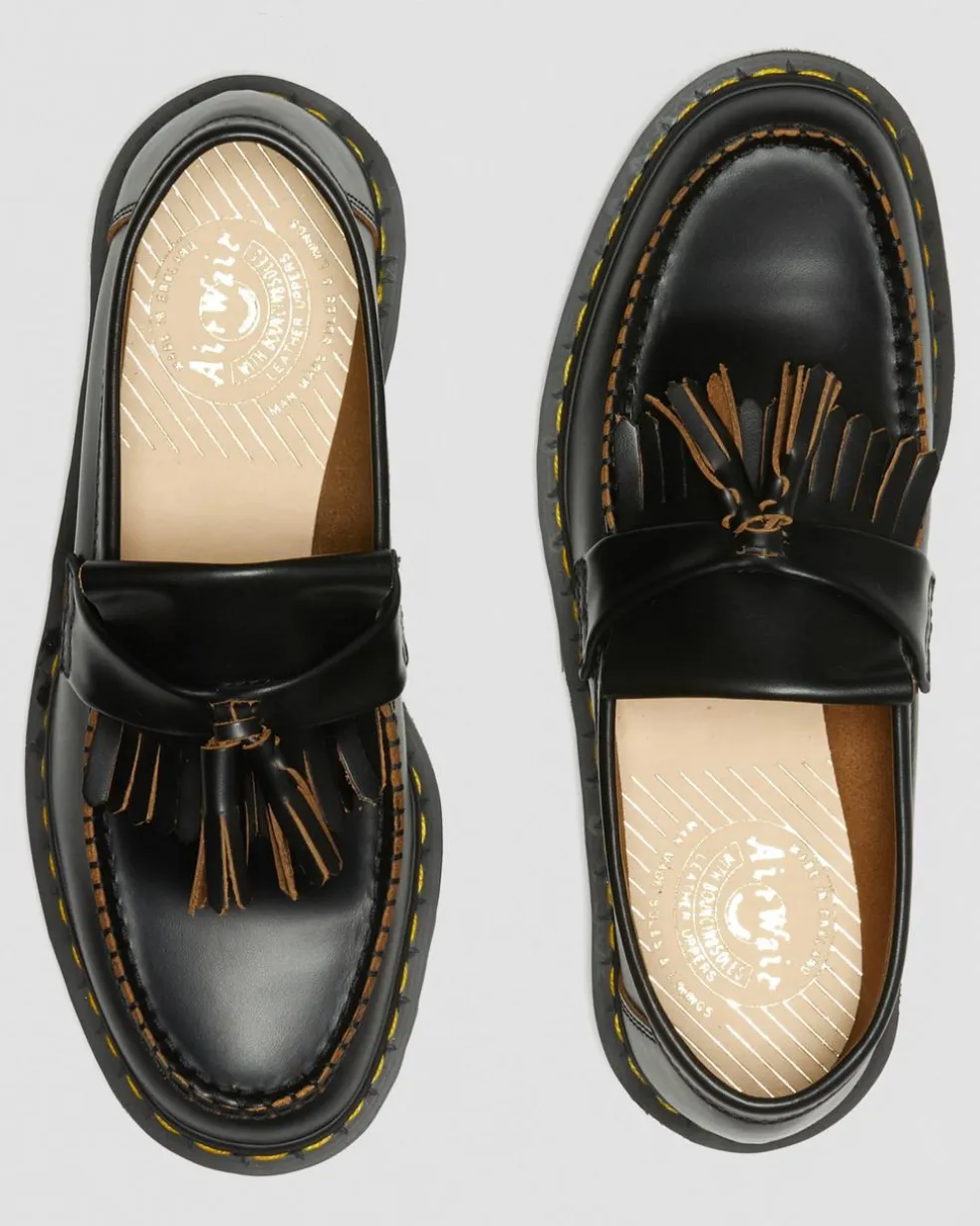 Vintage Adrian Quilon Leder Tassel Loafer in Schwarz