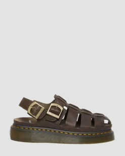 Wrenlie Leder Fisherman Sandalen in Dunkelbraun