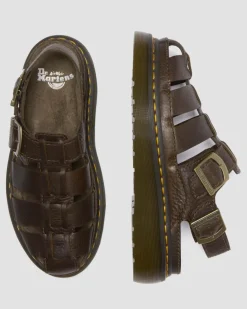 Wrenlie Leder Fisherman Sandalen in Dunkelbraun
