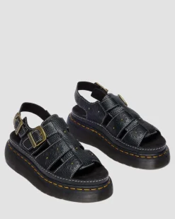 Wrenlie Open Toe Nappa Leder Fisherman Plateausandalen in Schwarz