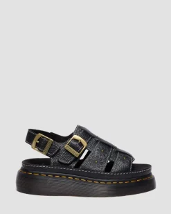 Wrenlie Open Toe Nappa Leder Fisherman Plateausandalen in Schwarz