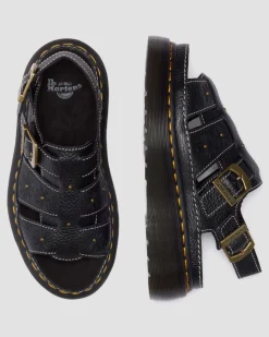 Wrenlie Open Toe Nappa Leder Fisherman Plateausandalen in Schwarz