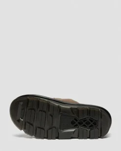 Zebzag Flower Crazy Horse Leder Slides in Dunkelbraun