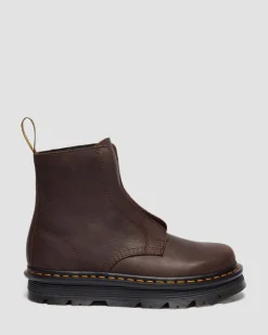Zebzag Laceless Slip On Leder Stiefel in Dunkelbraun