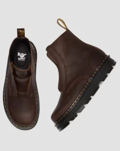 Zebzag Laceless Slip On Leder Stiefel in Dunkelbraun