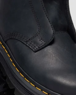 Zebzag Laceless Slip On Leder Stiefel in Schwarz