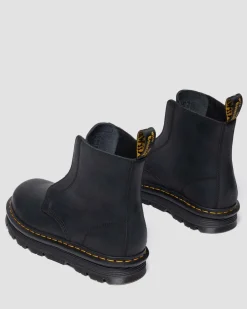 Zebzag Laceless Slip On Leder Stiefel in Schwarz