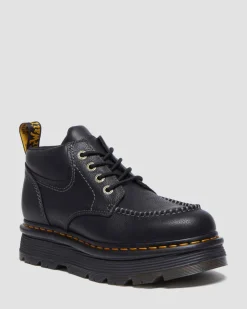 Zebzag Leder Casual 4-Ösen Schnürstiefel in Schwarz
