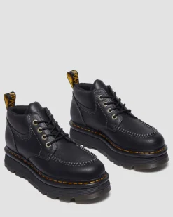 Zebzag Leder Casual 4-Ösen Schnürstiefel in Schwarz