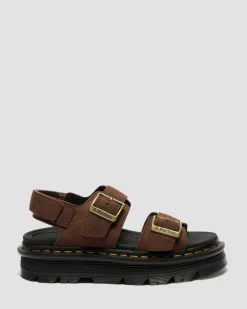 Zebzag Nubuck Plateausandalen in Sepia Braun