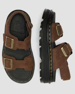 Zebzag Nubuck Plateausandalen in Sepia Braun