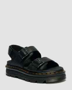 Zebzag Pisa Leder Plateausandalen in Schwarz