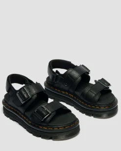 Zebzag Pisa Leder Plateausandalen in Schwarz