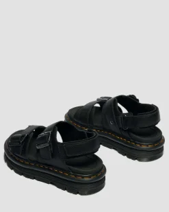 Zebzag Pisa Leder Plateausandalen in Schwarz