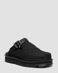 Zebzag Quilted Canvas Plateau Mules in Schwarz