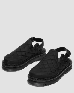 Zebzag Quilted Canvas Plateau Mules in Schwarz