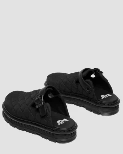 Zebzag Quilted Canvas Plateau Mules in Schwarz
