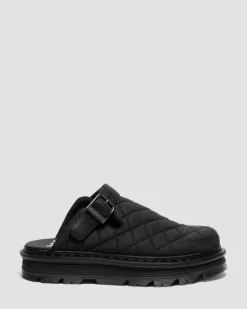 Zebzag Quilted Canvas Plateau Mules in Schwarz