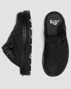 Zebzag Quilted Canvas Plateau Mules in Schwarz