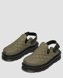 Zebzag Quilted Canvas Plateau Mules in Dms Olivgrün
