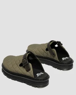 Zebzag Quilted Canvas Plateau Mules in Dms Olivgrün
