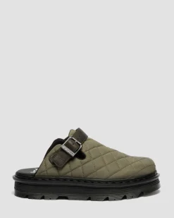 Zebzag Quilted Canvas Plateau Mules in Dms Olivgrün