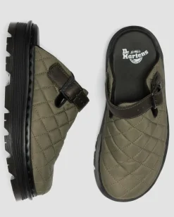 Zebzag Quilted Canvas Plateau Mules in Dms Olivgrün