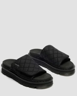 Zebzag Quilted Canvas Plateau Slides in Schwarz