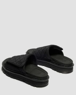 Zebzag Quilted Canvas Plateau Slides in Schwarz