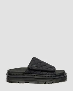 Zebzag Quilted Canvas Plateau Slides in Schwarz