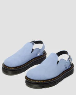 Zebzag Wildleder Casual Slingback Plateau Mules in Cornflower Blau