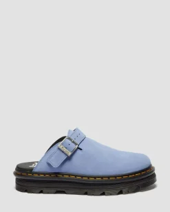 Zebzag Wildleder Casual Slingback Plateau Mules in Cornflower Blau