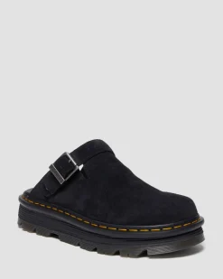 Zebzag Wildleder Casual Slingback Plateau Mules in Schwarz