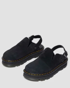 Zebzag Wildleder Casual Slingback Plateau Mules in Schwarz