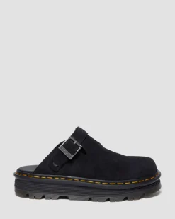 Zebzag Wildleder Casual Slingback Plateau Mules in Schwarz