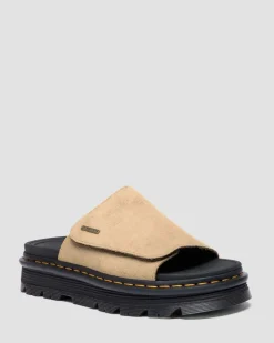 Zebzag Wildleder Plateau Slides in Tan