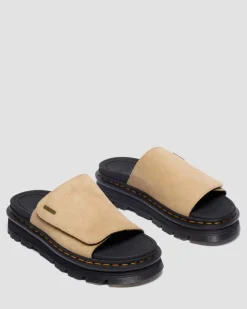 Zebzag Wildleder Plateau Slides in Tan