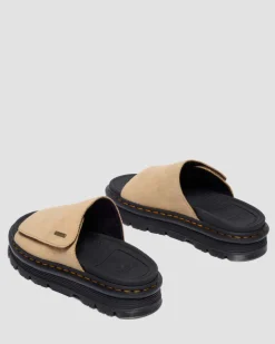 Zebzag Wildleder Plateau Slides in Tan