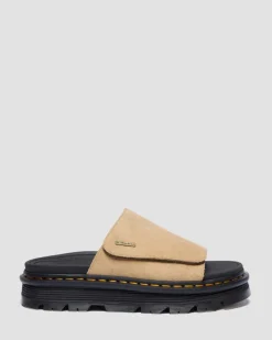 Zebzag Wildleder Plateau Slides in Tan
