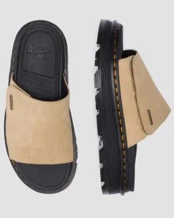 Zebzag Wildleder Plateau Slides in Tan