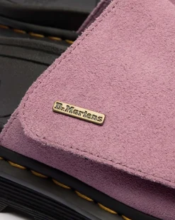 Zebzag Wildleder Plateau Slides in Dusty Rose Pink
