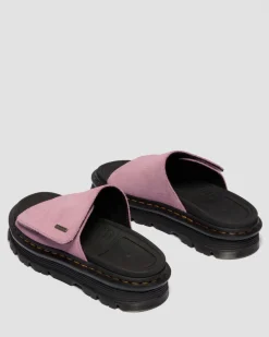 Zebzag Wildleder Plateau Slides in Dusty Rose Pink