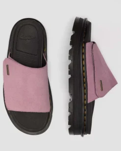 Zebzag Wildleder Plateau Slides in Dusty Rose Pink
